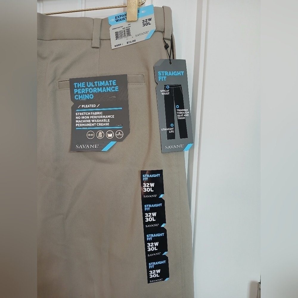 Savane Tan Chinos Classic Straight-Leg Pants - Picture 3 of 4